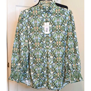 Tuckernuck Green Floral Blouse